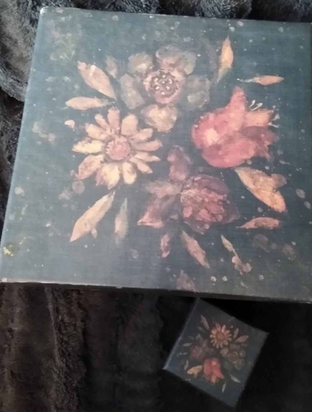 Y2K Black Floral Storage Boxes Vintage Dark Flowers 90s Whimsygoth Gift Box Set
